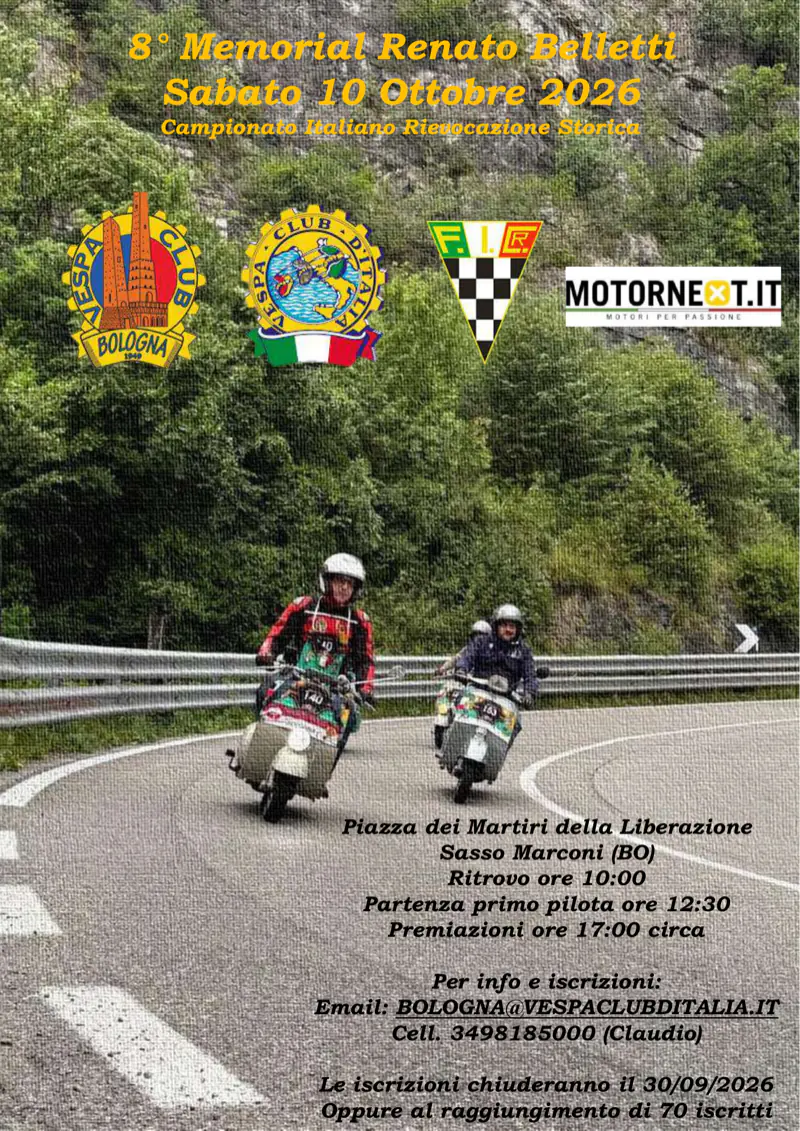 Locandina 8° Memorial Renato Belletti - Sabato 10 ottobre 2026, Sasso Marconi